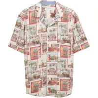 Tom Tailor Herren Regular Fit Kurzarmhemd im Hawaii-Look, weiß, Gemustert, Gr. XXL