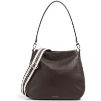 Ted Baker Leder Schultertasche Umhängetasche Willda Branded Webbing Leather Hobo Bag Brown dunkelbraun