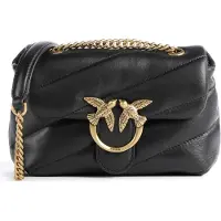 Pinko Umhängetasche Schultertasche Love Puff Baby CL Sheep Nappa Black + Antique Gold schwarz