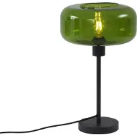 QAZQA Retro Tischleuchte Schwarz mit Grünglas - Bizle