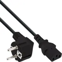 InLine Netzkabel, Schutzkontakt gewinkelt auf Kaltgerätestecker C13, 10m