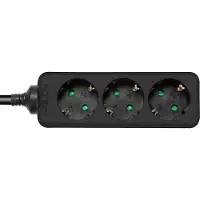 Deltaco GT-0321 power extension 3 AC outlet(s) Indoor Black