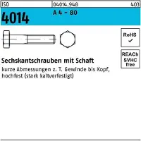 Hörger & Geßler Sechskantschraube ISO 4014 m.Schaft M 6 x 70 A 4 - 80