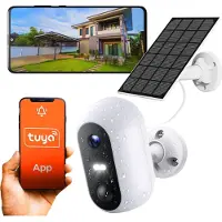 Extralink Smart Life SolarEye Kabellose Überwachungskamera, Full HD, 1080p, IP54, Überwachungskamera Solar, 5200 mAh Akku, WiFi Kamera, Gegensprechanlage, App-Steuerung, Micro SD, Bewegungserkennung