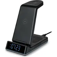BigBen Interactive Thomson CL750IA sw 4-in-1 Ladestation Uhr,Nachtlicht,3xInduktion,1xUSB,iOS