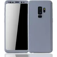 König Design Hülle Handy Schutz für Samsung Galaxy S9 Plus Full Case Cover Displayschutz Grau