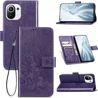 König Design Hülle Handy Schutz für Xiaomi Mi 11 Case Flip Cover Tasche Etuis Bumper Violett