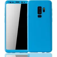 König Design Hülle Handy Schutz für Samsung Galaxy S9 Plus Full Case Cover Displayschutz Blau
