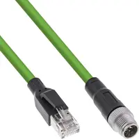InLine Industrie Netzwerkkabel, M12 8-pin X-kodiert St. zu RJ45 St., Cat.6A 7m, 7,5 m, M12, RJ-45, Stecker/Stecker, Grün, Kupfer