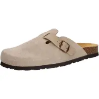 Lico Hausschuh "Clog Pedro", Herren, Gr. 41, grau, Leder, Schuhe Hausschuh