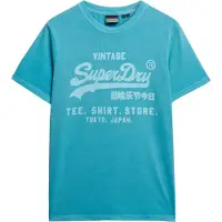 Superdry für Herren. M1012119A Fluor Vintage blaues T-shirt (L), Lässig, Baumwolle, Kurzarm