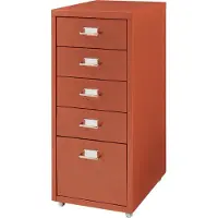 En.casa Rollcontainer Kökar mit 5 Schubladen 69x28x41 cm Ziegelrot