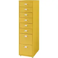 En.casa Rollcontainer Kökar mit 8 Schubladen 109x28x41 cm Gelb