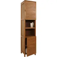 Mendler Teak-Hochschrank MCW-M87, Badschrank Badregal Badezimmer, hochwertiges B-Grade-Teak (Kernholz, 20-30 Jahre), 180x40cm