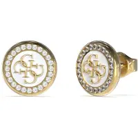 GUESS JUBE03123JWYGWH Damen-Ohrringe Ohrstecker 4G Logo Gold/Weiß