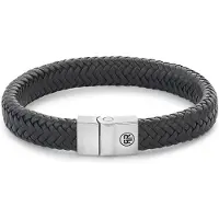 Rebel & Rose RR-M0019-S Herren-Lederarmband Schwarz Full Metal Herringbone Black