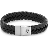 Rebel & Rose RR-M0052-S Herren-Lederarmband Full Metal Premium Schwarz