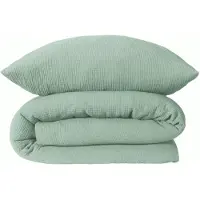 Schiesser Bettwäscheset Molly | 2-teilig | Uni | Musselin | 100% Baumwolle | Reißverschluss | 135x200cm + 80x80cm | Hellgrün