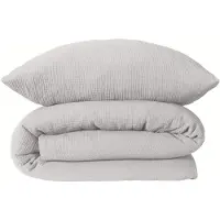 Schiesser Bettwäscheset Molly | Einfarbig | Musselin | 2-teilig | 100% Baumwolle | Weich & Angenehm | YKK-Reißverschluss | 135x200 cm + 80x80 cm | Hellgrau