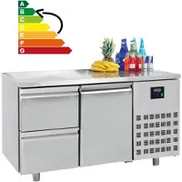CombiSteel Gastro Kühltisch Kühltheke -2/+8°C 1Tür & 2 Schubladen 1/1GN 1400x700x850mm