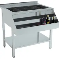 CombiSteel Cocktail-Bar-Station 900 – Edelstahl-Arbeitsplatz mit Eisbehälter & Speedrail