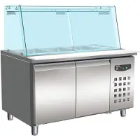 CombiSteel Bäckerei Kühltisch Mit Glas 2 Türen 4X 1/1 Gn Behälter