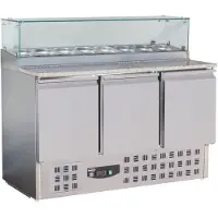 CombiSteel Pizzatisch 136 cm mit Granitplatte – 3 Türen, Kühlaufsatz für GN-Behälter