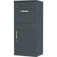 Axi Levi Paketbriefkasten aus Metall in Anthrazit | Briefkasten für Post und Pakete mit Schlüssel | Paketbox / Parcel Box 50,6 x 38,3 x 112 cm