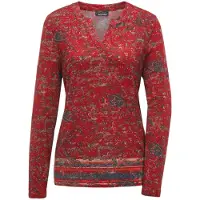 Goldner Kurzgröße: Elegantes Blusenshirt, Paisley-Design in cayenne / gemustert | Gr.: 25