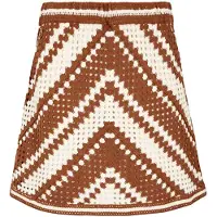 Apricot Minirock "Chevron-Häkelrock", Damen, Gr. L (40), weiß (stein), Obermaterial: 60% Baumwolle CO. 40% metallisierte Fasern MTF., gemustert, Röcke Minirock, mit elastischem Bund