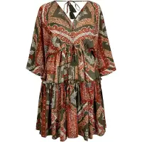 Apricot Minikleid "Kaftan-Minikleid mit Satinschal" mit Tassel