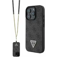 GUESS GUHCP16XP4TDSCPK iPhone 16 Pro Max 6.9" czarny/black hardcase Leather Metal Logo Strass Crossb
