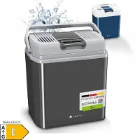 Juskys elektrische Kühlbox 24 Liter 12 V / 230 V für Auto, Lkw, Reisemobil, Camping - Mini Kühlschrank kalt & warm - thermoelektrische Box - Grau