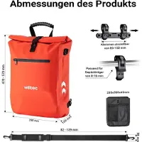 Wiltec 3 in 1 Gepäckträgertasche rot, Fahrradtasche Rucksack 25 l Stauraum, Gepäcktasche mit Laptopfach, wasserresistente Fahrrad Tasche