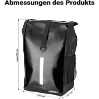Wiltec Gepäckträgertasche schwarz, Fahrradtasche Gepäckträger 16 l Stauraum, Gepäcktasche mit Tragegurt, wasserresistente Fahrrad Tasche