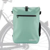 Wiltec Gepäckträgertasche mintgrün, Fahrradtasche Rucksack 25 l Stauraum, Gepäcktasche mit Laptopfach, wasserresistente Fahrrad Tasche