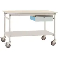 Manuflex Beistelltisch Basis Mobil Complete Melamin Hellgrau 1.500 x 800 x 850 mm