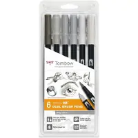Tombow ABT-6P-6, Grau, Rundspitze & Bürstenspitze, 6 Stück(e)