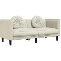vidaXL Sofa mit Kissen 2-Sitzer Creme Samt