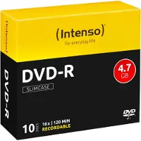 Intenso DVD-R 4.7GB, 16x, DVD-R, 120 mm, Slimcase, 10 Stück(e), 4,7 GB