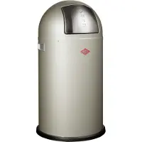 Wesco Abfallsammler 175831-03 PUSHBOY in NEUSILBER mit 50 Liter Volumen und Klappdeckel / Abfalleimer / Mülleimer
