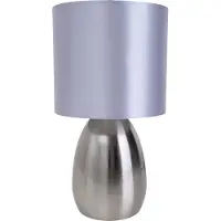 Näve Tischleuchten - Tischleuchte "AURUM" H: 33cm stahl-blank/grau, Tischlampe im Modern Style, aus Metall, Kunststoff und Textilmaterial in stahl-blank, 33 cm hoch, Ø 17,5 cm, E14-Fassung – Schnurschalter