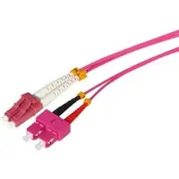 Tecline LWL Patchkabel HD, 50/125 µm, Multimode, OM4-Faser, LC Duplex Stecker / SC Duplex Stecker, erikaviol