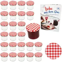 MamboCat 25er Set Sturzglas 125ml Einmachglas TO66 Rot kariert Deckel DiamantZucker-Heft