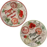 MamboCat 2er Set Pizzateller Charme Red + Charme grün - Rom rot + Moskau grün - 33cm - 04018#ZCHAR + 04018#ZCHAV