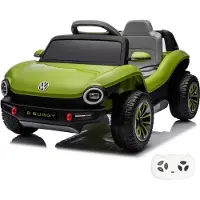 Vrooomy Volkswagen E-Buggy Kinder Elektroauto 12V (1–5 Jahre) – Offiziell Lizenziert, mit Fernbedienung, Bluetooth & Kofferraum – Kinder Elektrofahrzeug – Grün