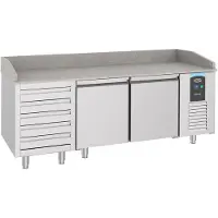 CombiSteel Pizzakühltisch - Pizzatisch mit 2 Türen und 5 Schubladen - 2,1 x 0,8 m