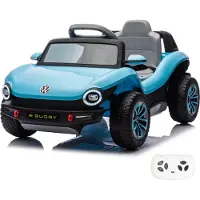 Vrooomy Volkswagen E-Buggy Kinder Elektroauto 12V (1–5 Jahre) – Offiziell Lizenziert, mit Fernbedienung, Bluetooth & Kofferraum – Kinder Elektrofahrzeug – Blau