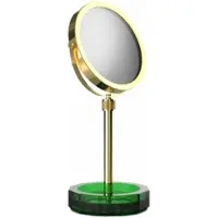 DECOR WALTHER Make-up Spiegel Kristall KSA mit Schälchen Grün Gold 24 Karat (4x + 1x Vergrößerung)
