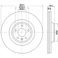 Hella 1x Bremsscheibe Vorderachse Belüftet [Hersteller-Nr. 8DD355111-161] für Audi